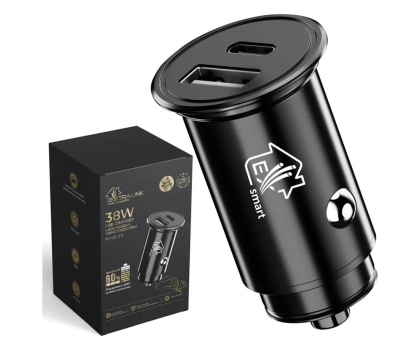 Ładowarka i akumulator ExtraLink SMART LIFE CAR CHARGER 38W 1X USB-C 1X USB-A BLACK